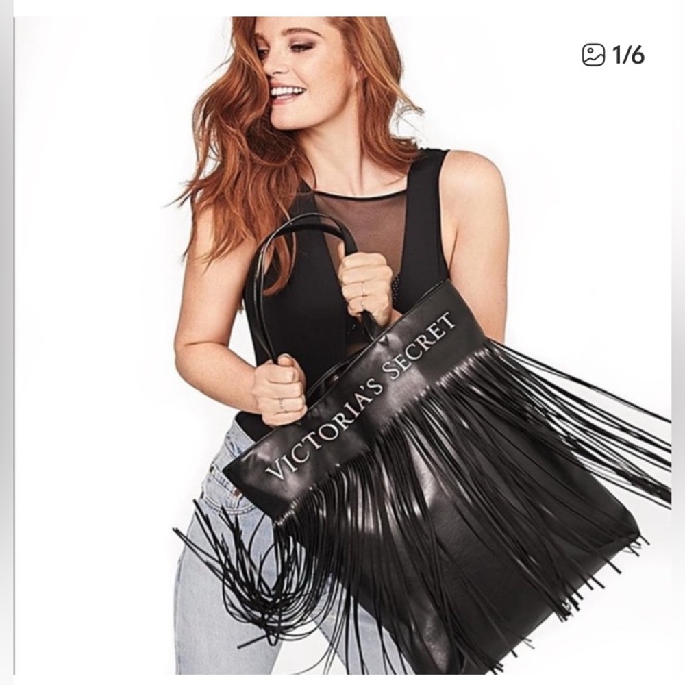 Victoria Secret Fringe NWT Black Tote Handbag